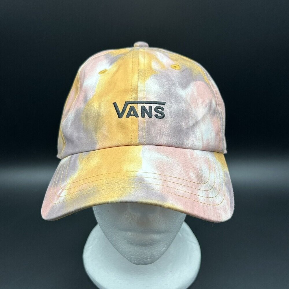 VANS Hat Tie Dye Spray Paint Baseball Cap StrapBack Embroidered Logo Pink - Picture 2 of 11